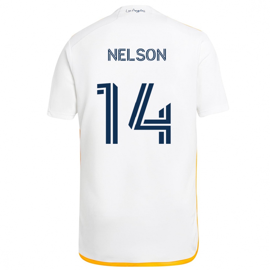 Kids Football John Nelson #14 White Yellow Home Jersey 2024/25 T-Shirt Nz