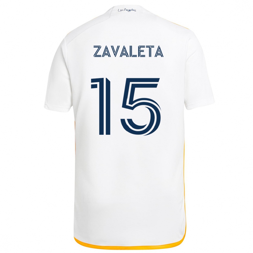 Kids Football Eriq Zavaleta #15 White Yellow Home Jersey 2024/25 T-Shirt Nz