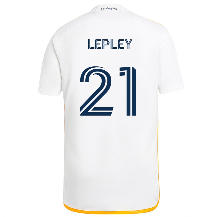 Kids Football Tucker Lepley #21 White Yellow Home Jersey 2024/25 T-Shirt Nz