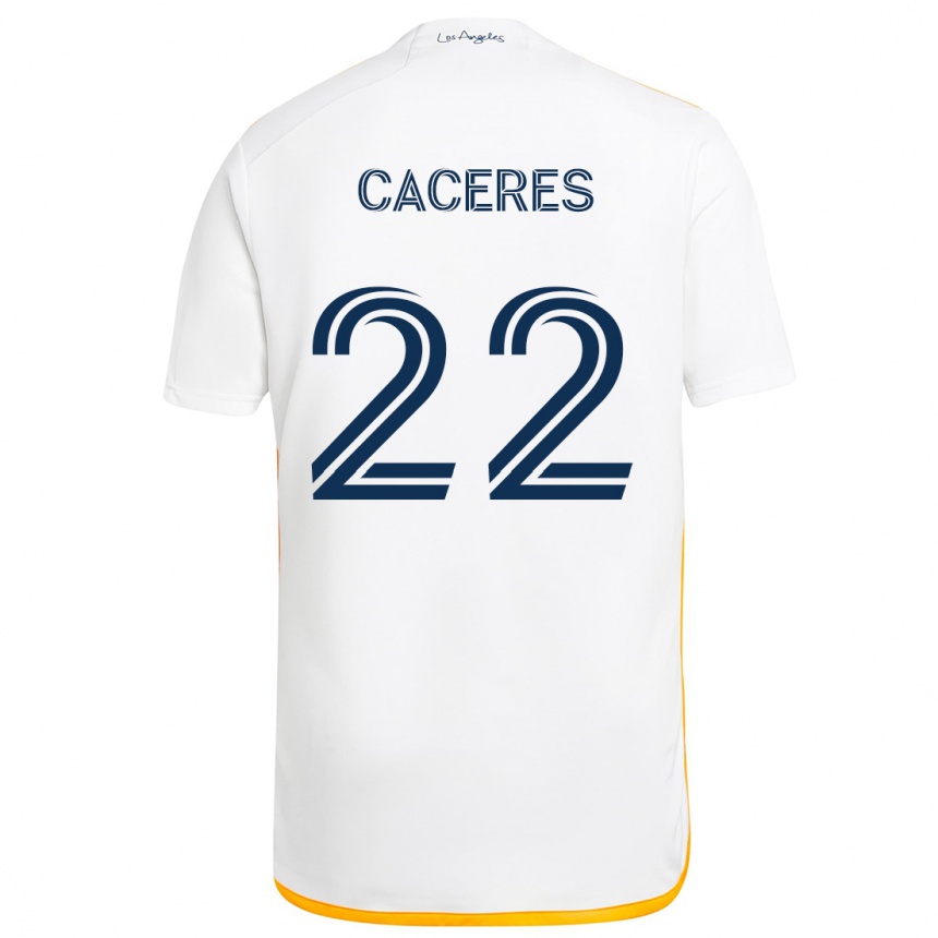 Kids Football Martín Cáceres #22 White Yellow Home Jersey 2024/25 T-Shirt Nz