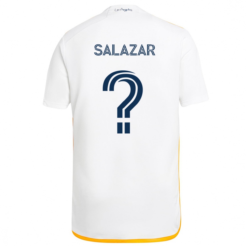 Kids Football Enrique Salazar #0 White Yellow Home Jersey 2024/25 T-Shirt Nz