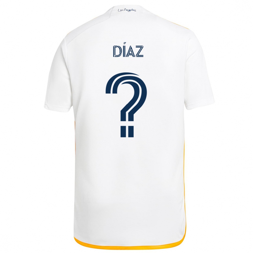 Kids Football Carlos Díaz #0 White Yellow Home Jersey 2024/25 T-Shirt Nz