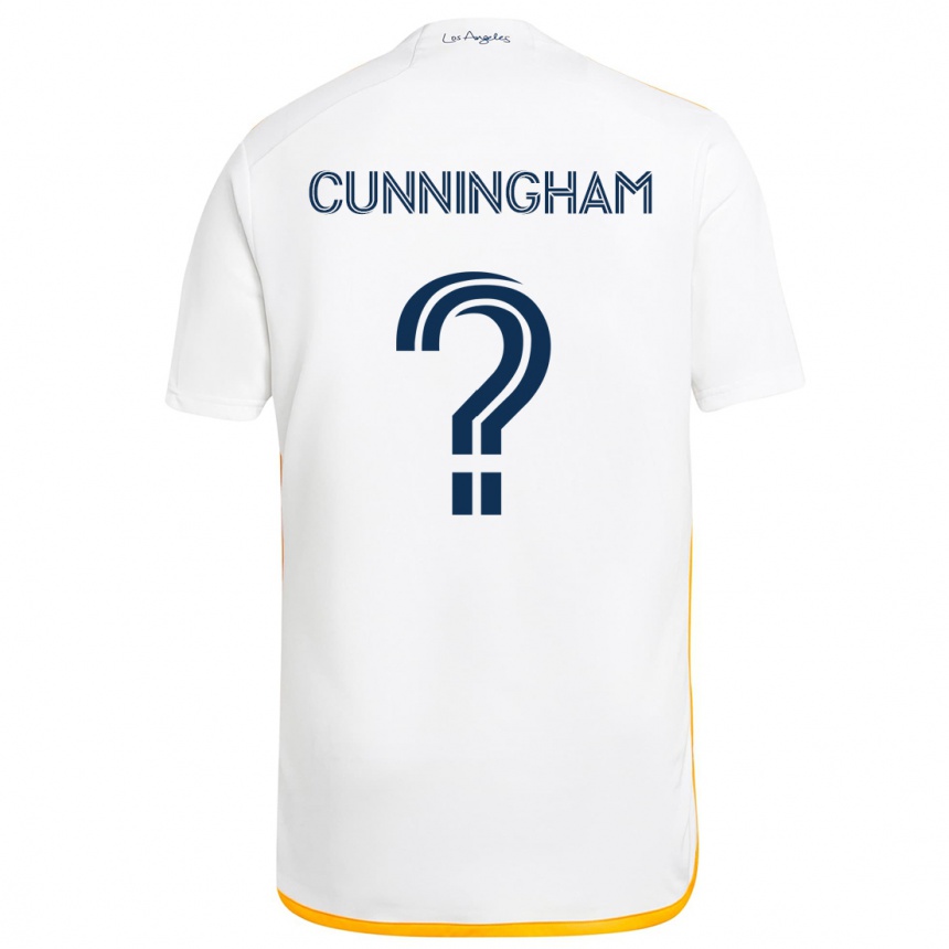 Kids Football Joaquin Cunningham #0 White Yellow Home Jersey 2024/25 T-Shirt Nz