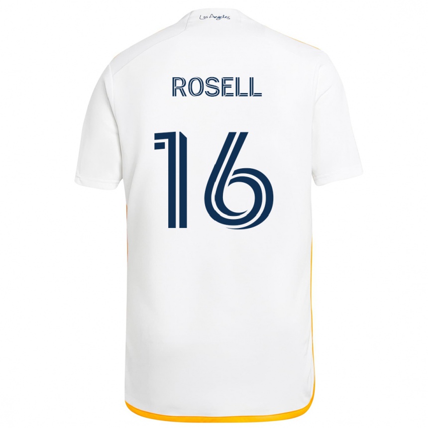 Kids Football Uri Rosell #16 White Yellow Home Jersey 2024/25 T-Shirt Nz