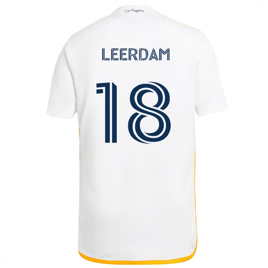 Kids Football Kelvin Leerdam #18 White Yellow Home Jersey 2024/25 T-Shirt Nz