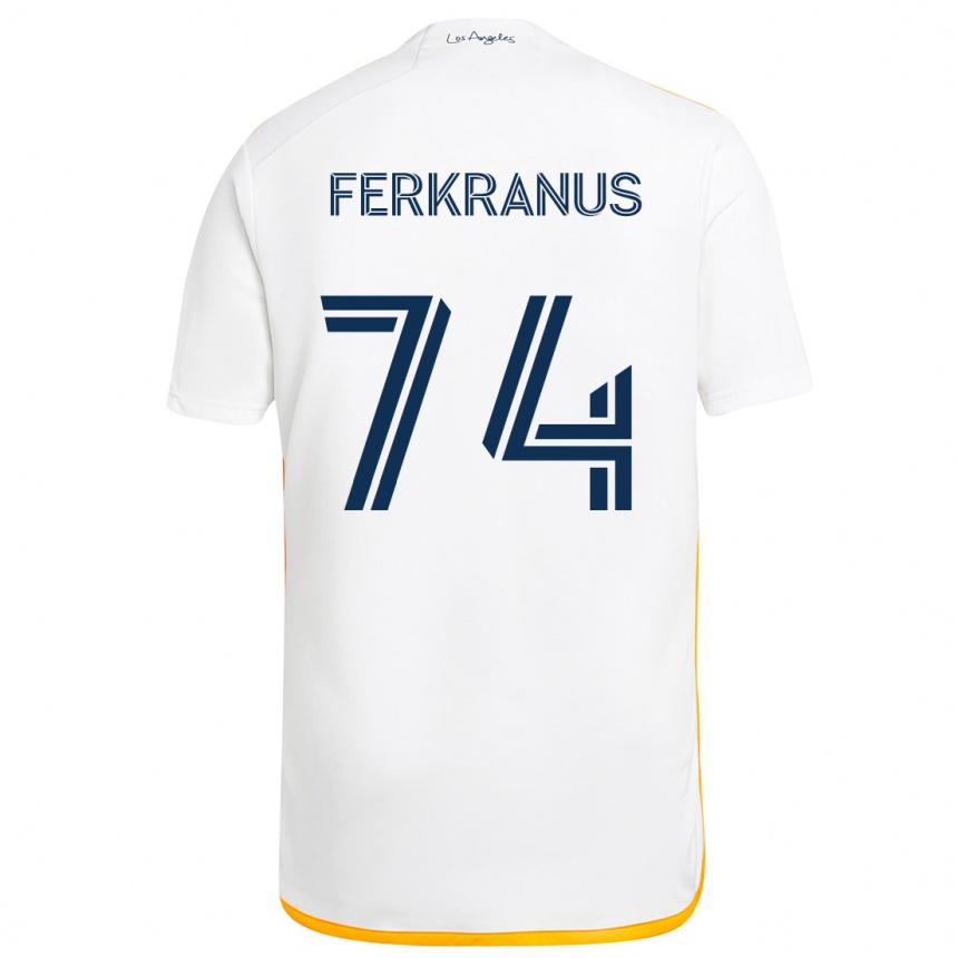 Kids Football Marcus Ferkranus #74 White Yellow Home Jersey 2024/25 T-Shirt Nz