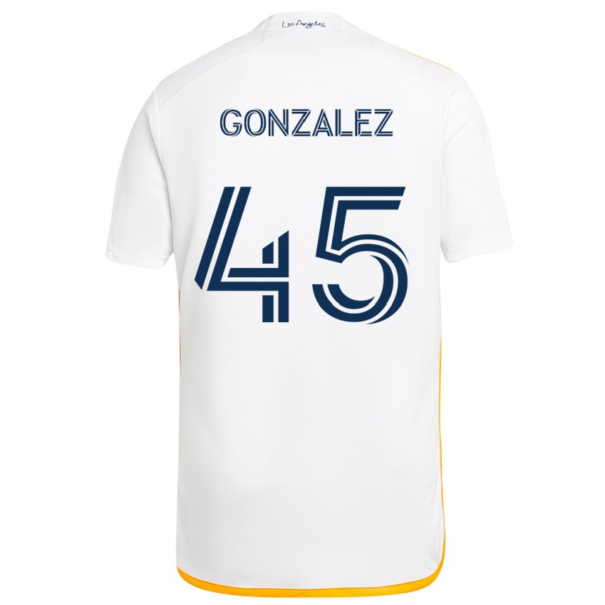 Kids Football Adrián González #45 White Yellow Home Jersey 2024/25 T-Shirt Nz