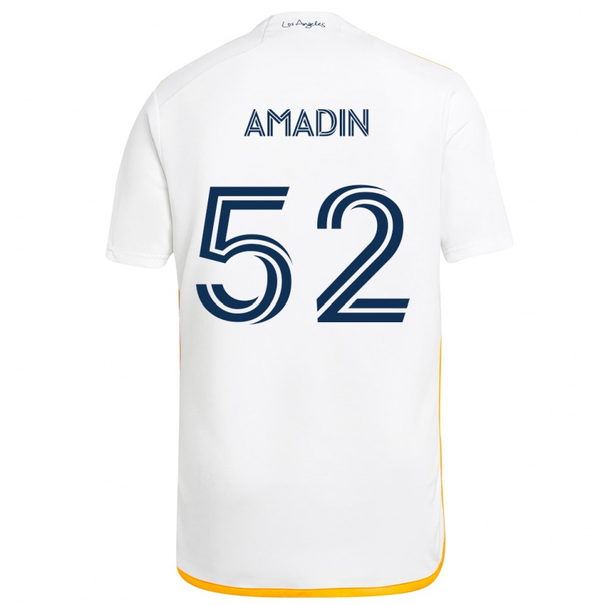 Kids Football Elijah Amadin #52 White Yellow Home Jersey 2024/25 T-Shirt Nz