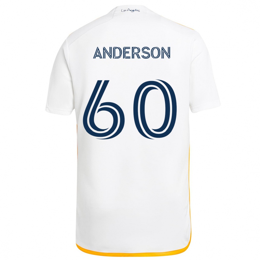 Kids Football Nolan Anderson #60 White Yellow Home Jersey 2024/25 T-Shirt Nz