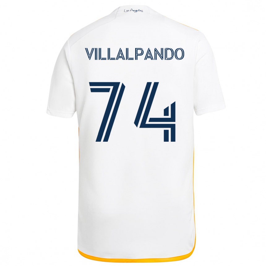 Kids Football Sergio Villalpando #74 White Yellow Home Jersey 2024/25 T-Shirt Nz