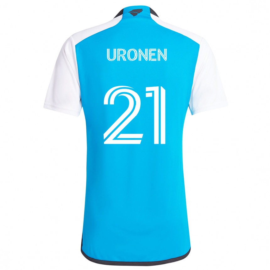 Kids Football Jere Uronen #21 Blue White Home Jersey 2024/25 T-Shirt Nz