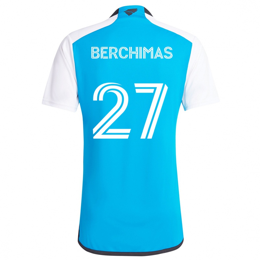 Kids Football Nimfasha Berchimas #27 Blue White Home Jersey 2024/25 T-Shirt Nz