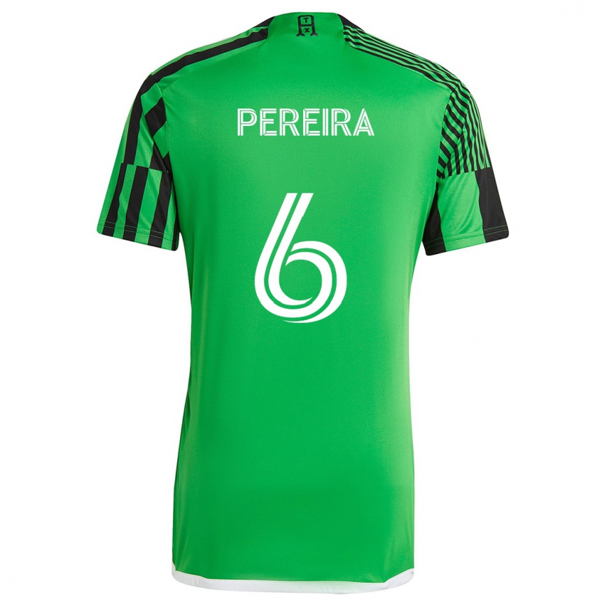 Kids Football Daniel Pereira #6 Green Black Home Jersey 2024/25 T-Shirt Nz