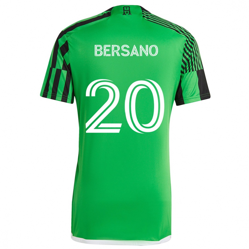 Kids Football Matt Bersano #20 Green Black Home Jersey 2024/25 T-Shirt Nz