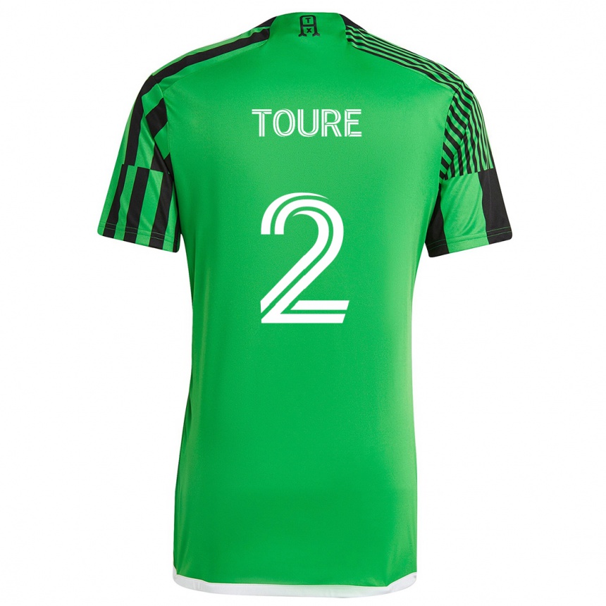 Kids Football Cheick Touré #2 Green Black Home Jersey 2024/25 T-Shirt Nz