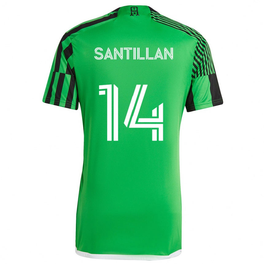 Kids Football Jonathan Santillan #14 Green Black Home Jersey 2024/25 T-Shirt Nz