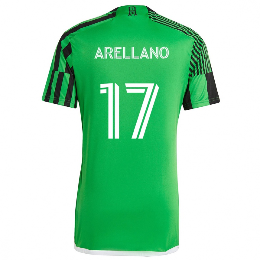 Kids Football Bryan Arellano #17 Green Black Home Jersey 2024/25 T-Shirt Nz