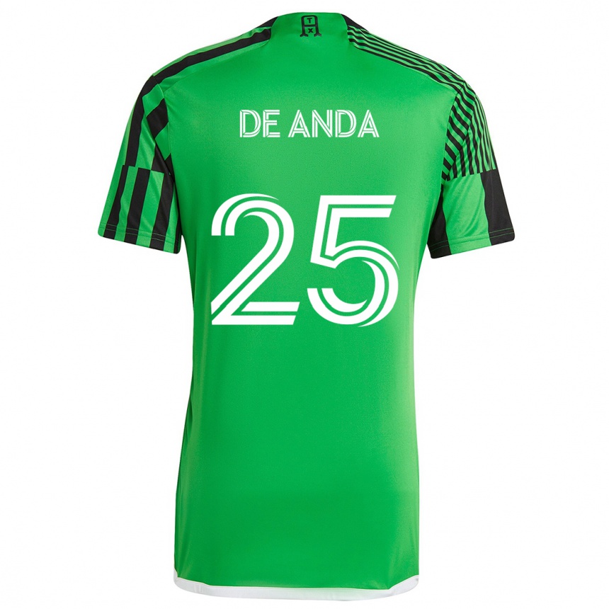 Kids Football Anthony De Anda #25 Green Black Home Jersey 2024/25 T-Shirt Nz