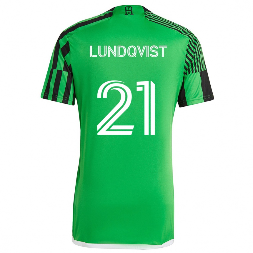 Kids Football Adam Lundqvist #21 Green Black Home Jersey 2024/25 T-Shirt Nz