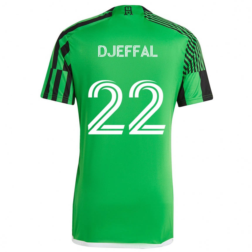 Kids Football Sofiane Djeffal #22 Green Black Home Jersey 2024/25 T-Shirt Nz