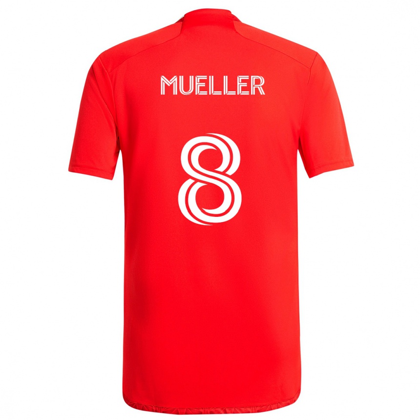 Kids Football Chris Mueller #8 Red White Home Jersey 2024/25 T-Shirt Nz