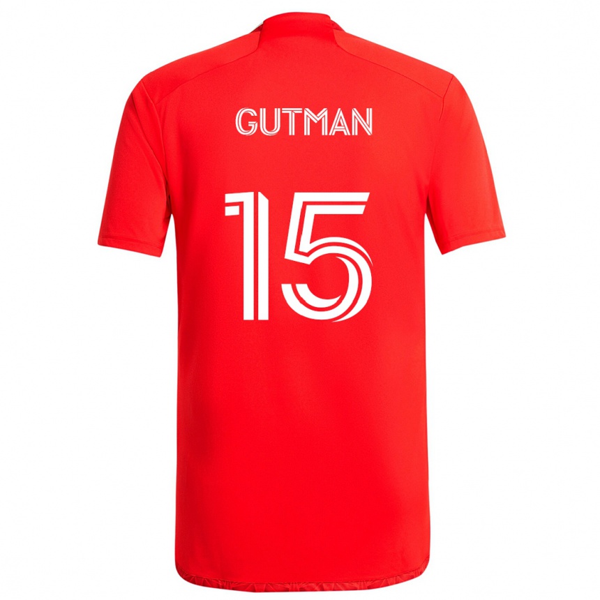 Kids Football Andrew Gutman #15 Red White Home Jersey 2024/25 T-Shirt Nz