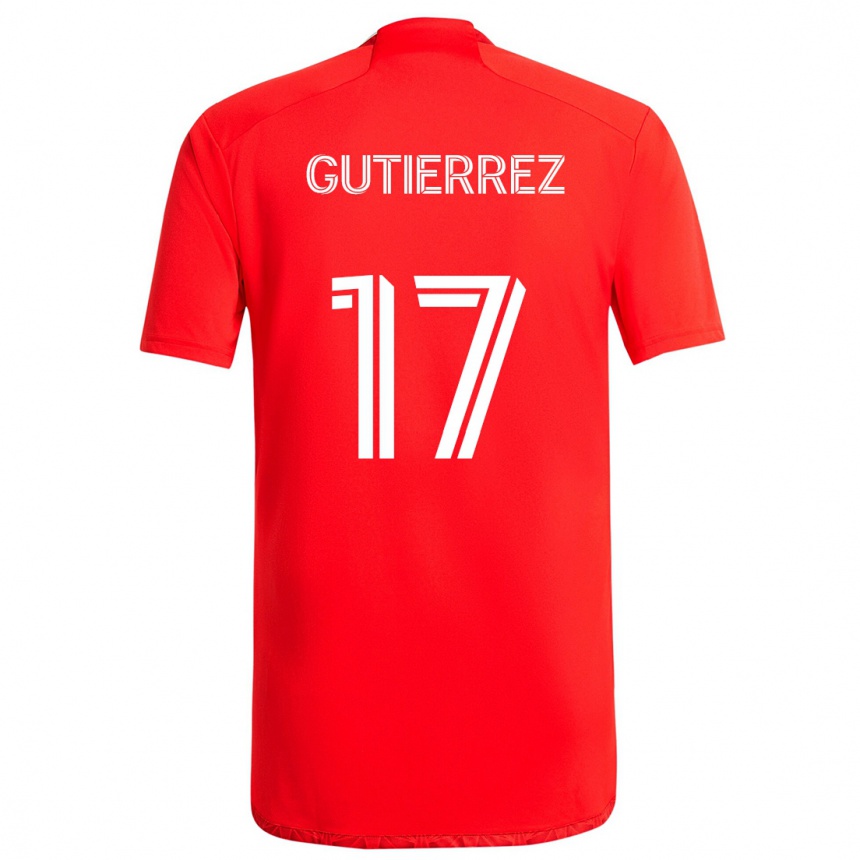 Kids Football Brian Gutiérrez #17 Red White Home Jersey 2024/25 T-Shirt Nz