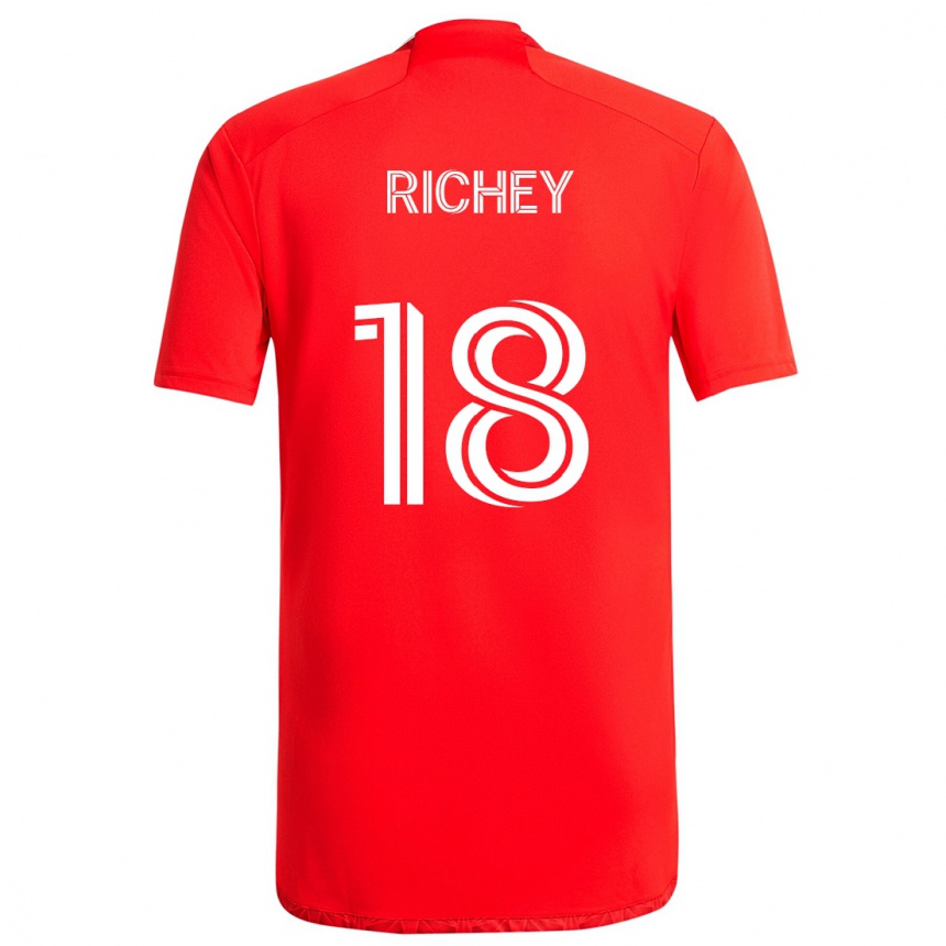 Kids Football Spencer Richey #18 Red White Home Jersey 2024/25 T-Shirt Nz