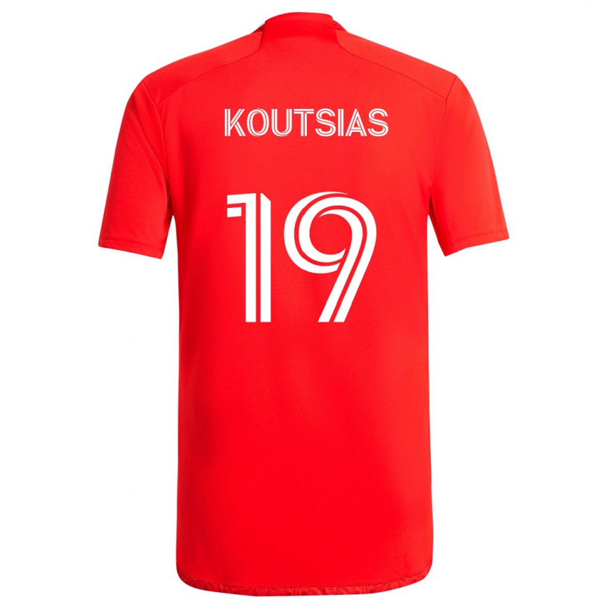 Kids Football Georgios Koutsias #19 Red White Home Jersey 2024/25 T-Shirt Nz