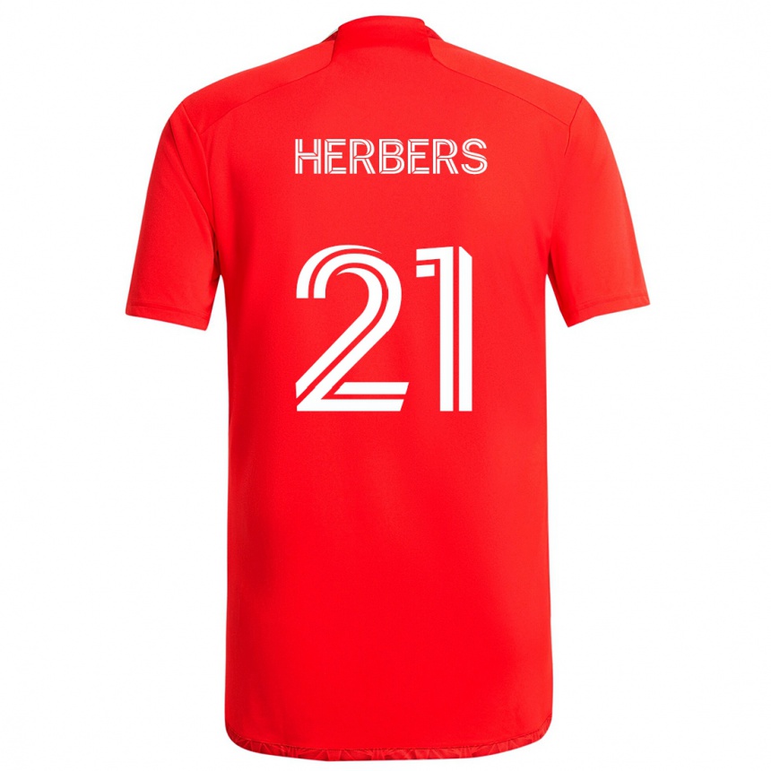 Kids Football Fabian Herbers #21 Red White Home Jersey 2024/25 T-Shirt Nz