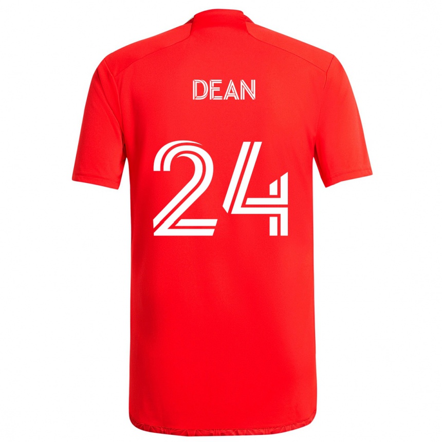 Kids Football Jonathan Dean #24 Red White Home Jersey 2024/25 T-Shirt Nz