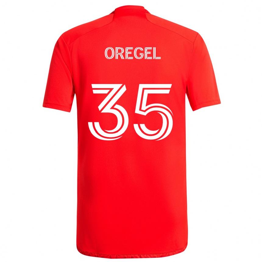 Kids Football Sergio Oregel #35 Red White Home Jersey 2024/25 T-Shirt Nz