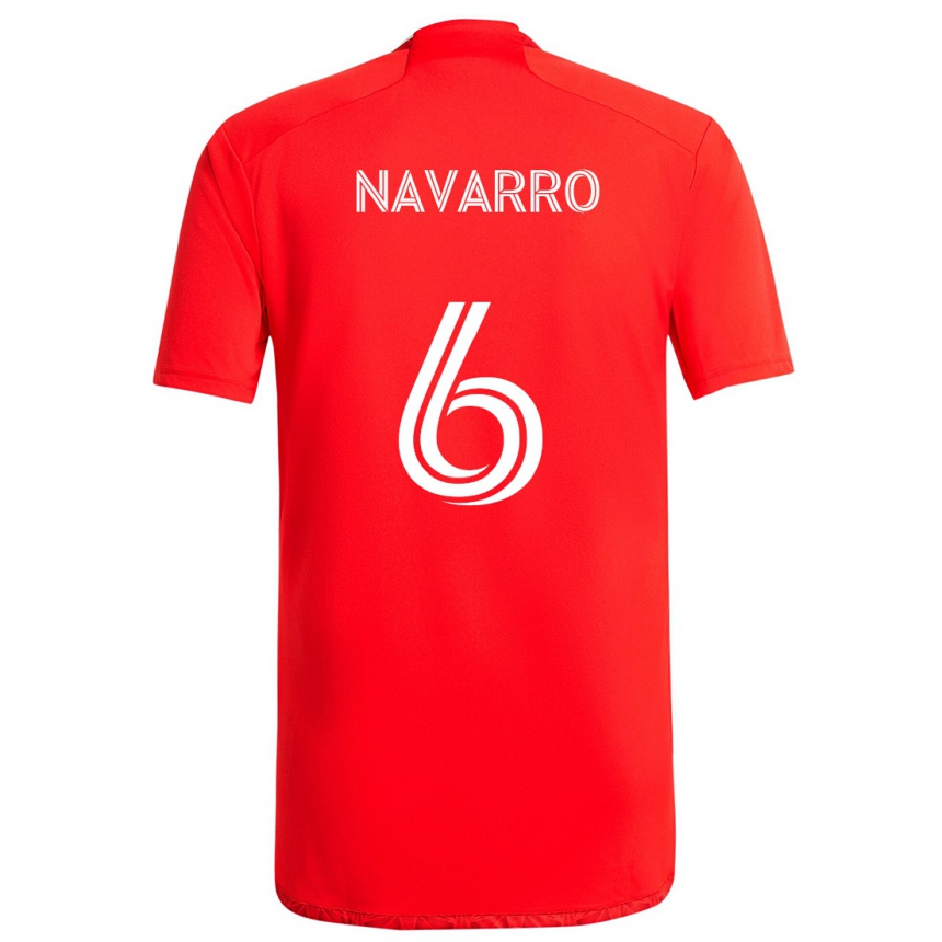 Kids Football Miguel Navarro #6 Red White Home Jersey 2024/25 T-Shirt Nz