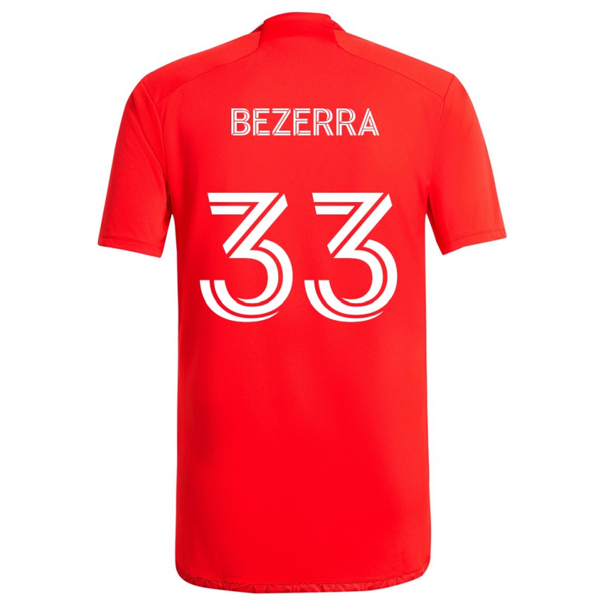 Kids Football Victor Bezerra #33 Red White Home Jersey 2024/25 T-Shirt Nz