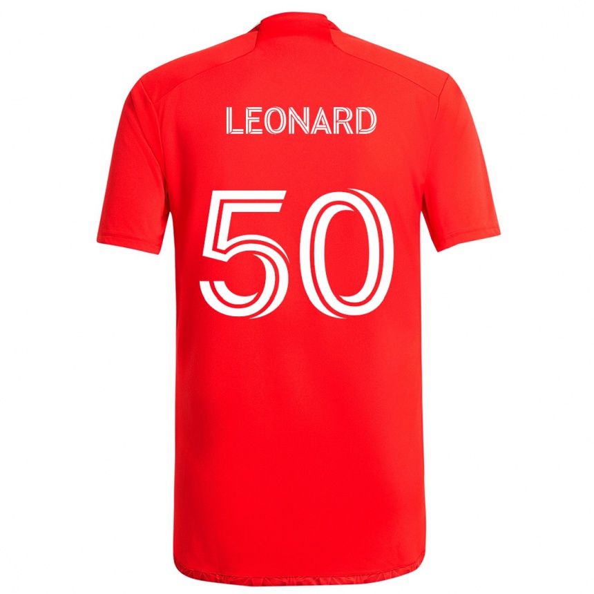 Kids Football Eric Leonard #50 Red White Home Jersey 2024/25 T-Shirt Nz