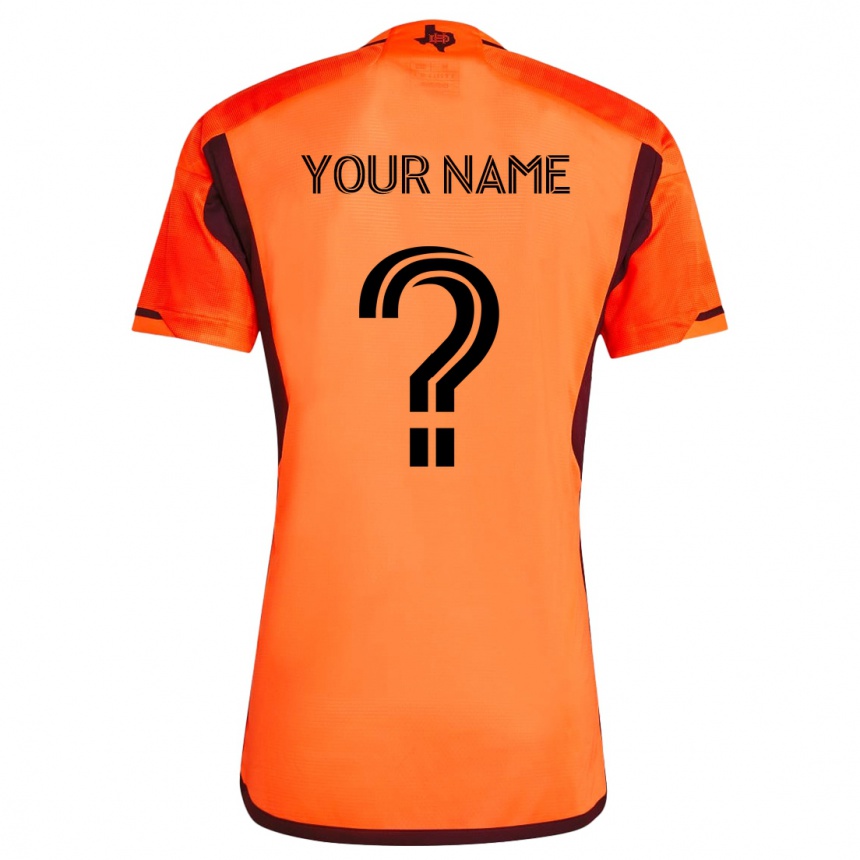 Kids Football Your Name #0 Orange Black Home Jersey 2024/25 T-Shirt Nz