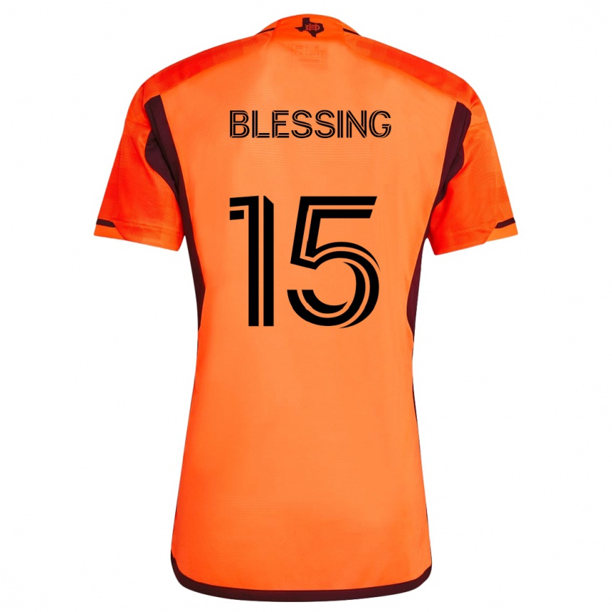 Kids Football Latif Blessing #15 Orange Black Home Jersey 2024/25 T-Shirt Nz