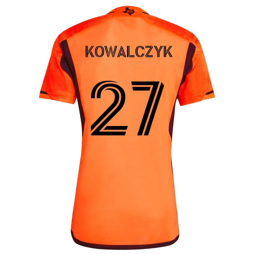 Kids Football Sebastian Kowalczyk #27 Orange Black Home Jersey 2024/25 T-Shirt Nz