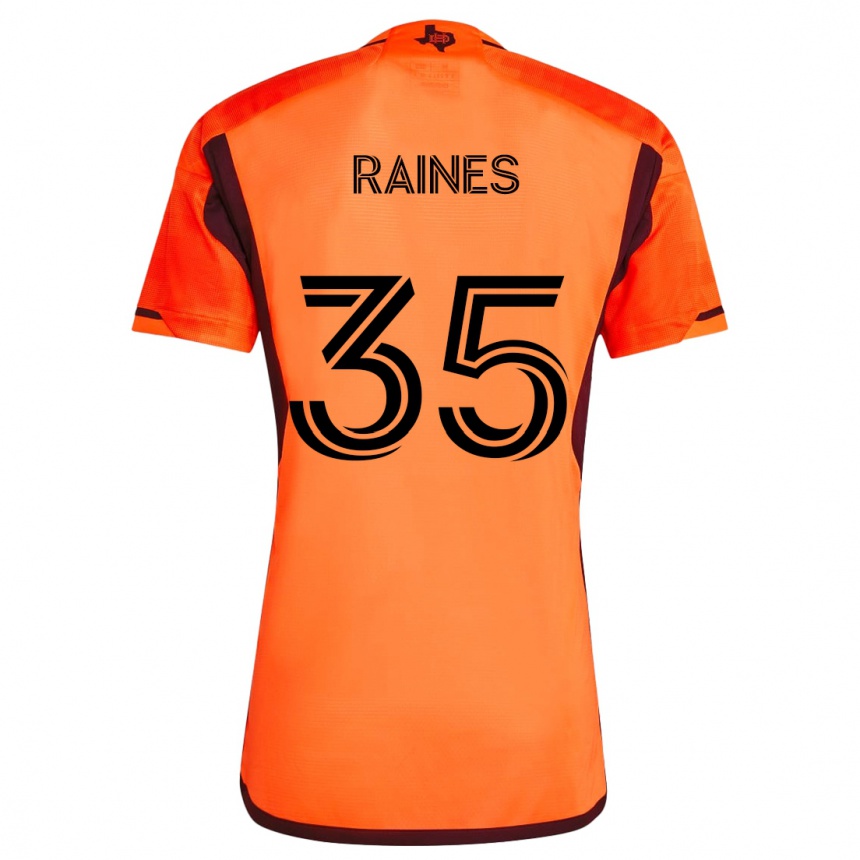 Kids Football Brooklyn Raines #35 Orange Black Home Jersey 2024/25 T-Shirt Nz