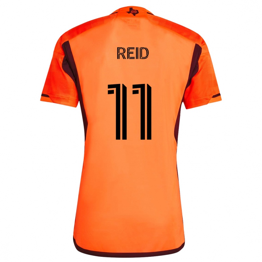 Kids Football Isaiah Reid #11 Orange Black Home Jersey 2024/25 T-Shirt Nz