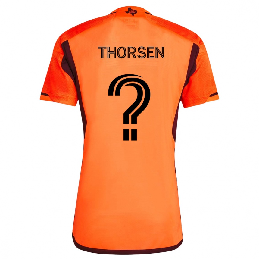 Kids Football Liam Thorsen #0 Orange Black Home Jersey 2024/25 T-Shirt Nz