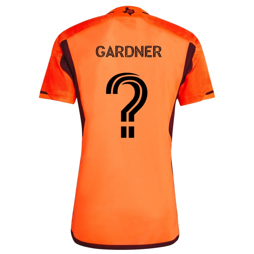 Kids Football Myles Gardner #0 Orange Black Home Jersey 2024/25 T-Shirt Nz