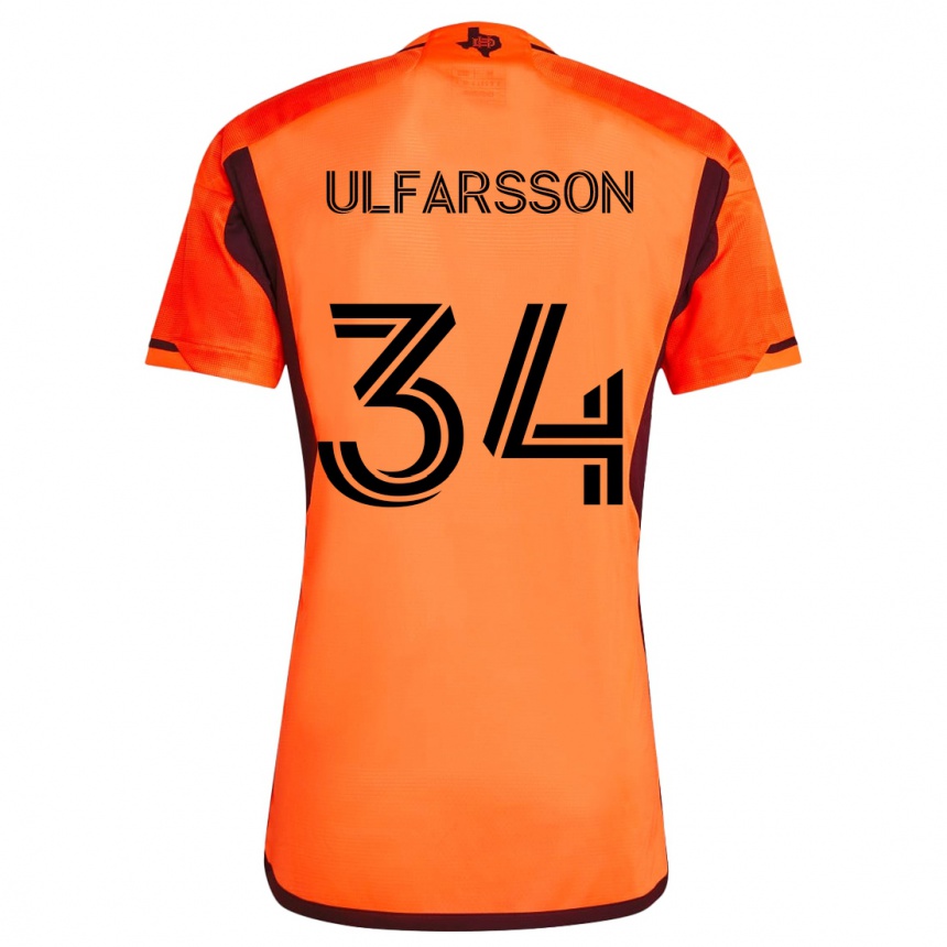 Kids Football Thor Úlfarsson #34 Orange Black Home Jersey 2024/25 T-Shirt Nz