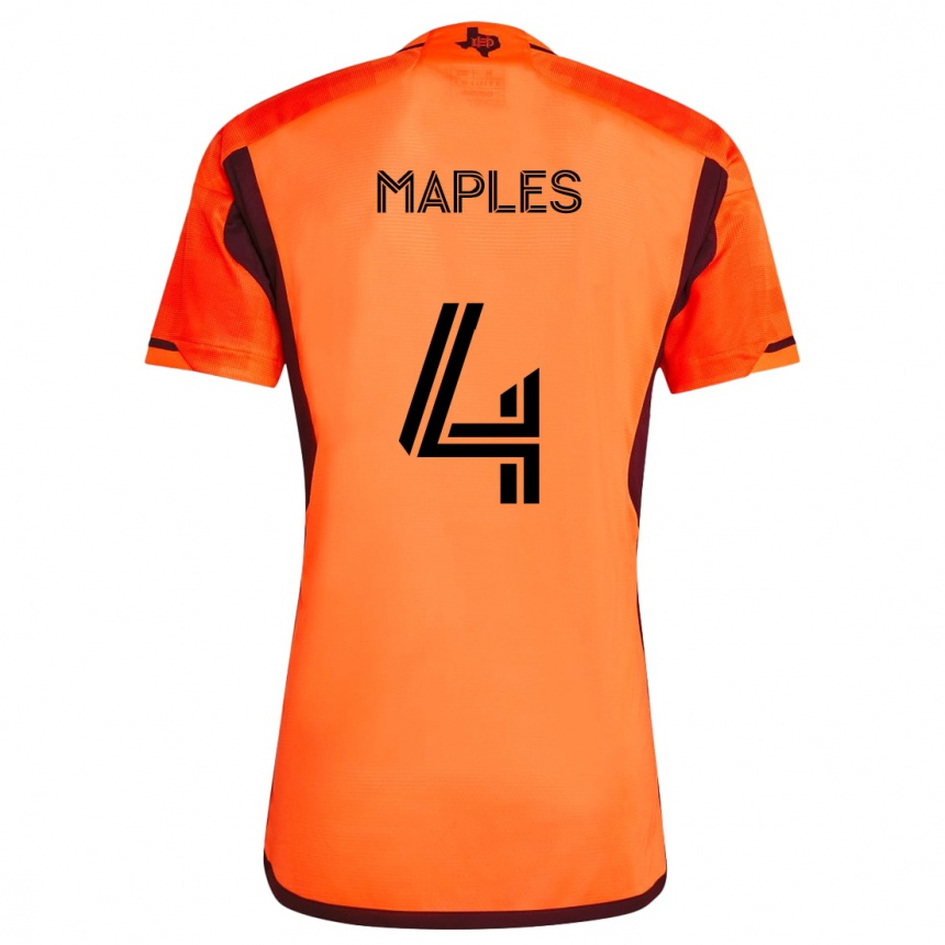 Kids Football Talen Maples #4 Orange Black Home Jersey 2024/25 T-Shirt Nz