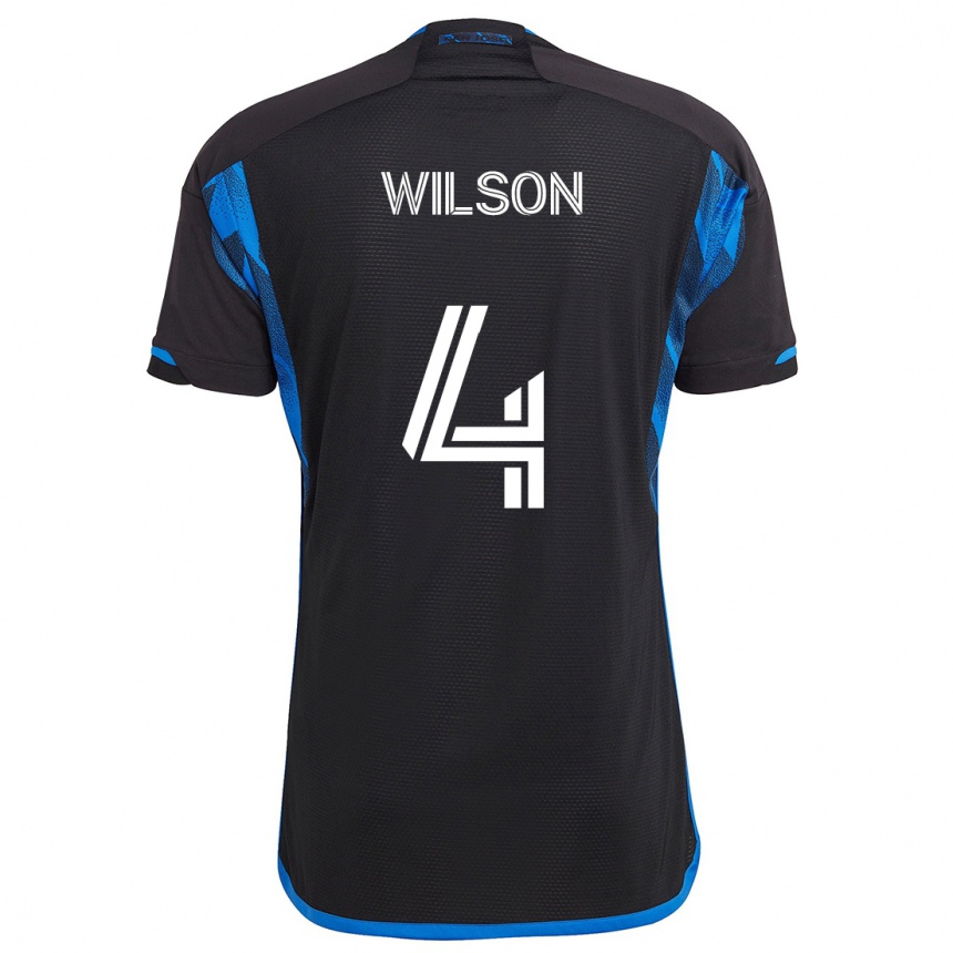 Kids Football Bruno Wilson #4 Blue Black Home Jersey 2024/25 T-Shirt Nz