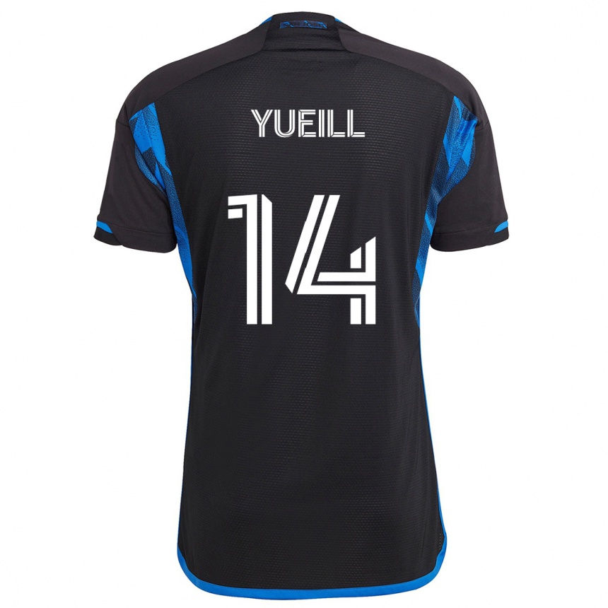 Kids Football Jackson Yueill #14 Blue Black Home Jersey 2024/25 T-Shirt Nz