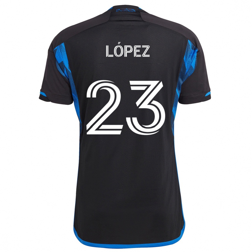 Kids Football Hernán López #23 Blue Black Home Jersey 2024/25 T-Shirt Nz