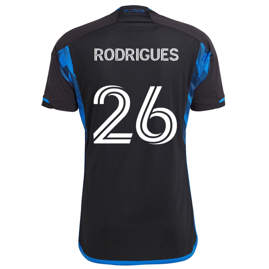 Kids Football Rodrigues #26 Blue Black Home Jersey 2024/25 T-Shirt Nz