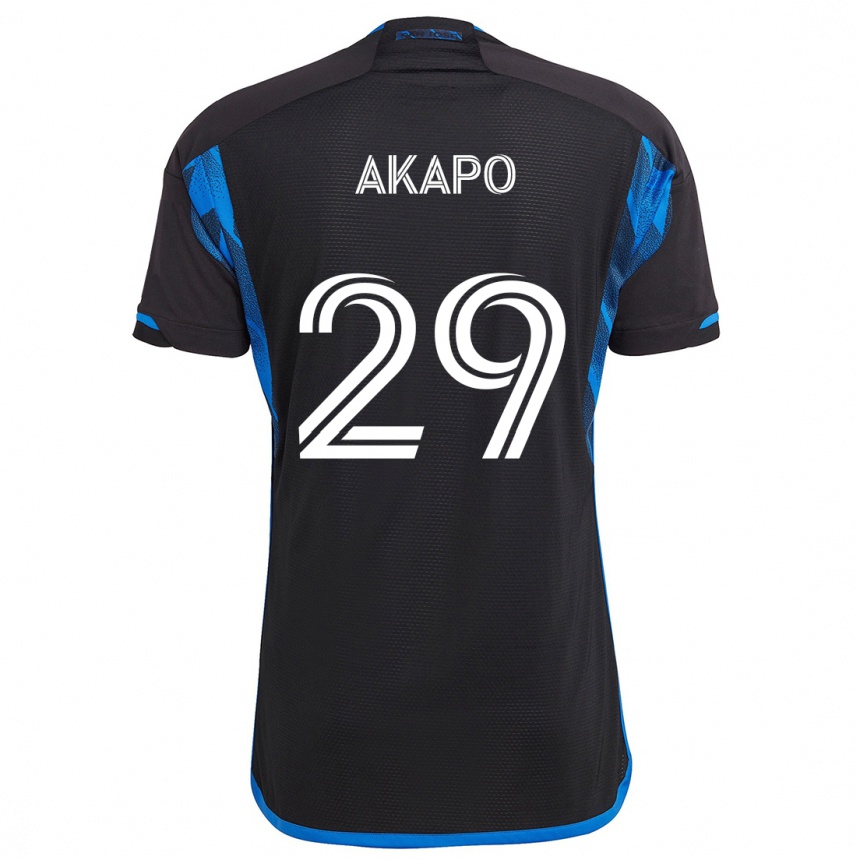 Kids Football Carlos Akapo #29 Blue Black Home Jersey 2024/25 T-Shirt Nz