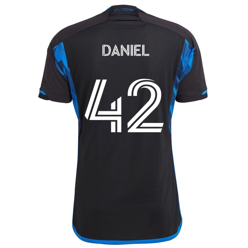 Kids Football Daniel #42 Blue Black Home Jersey 2024/25 T-Shirt Nz